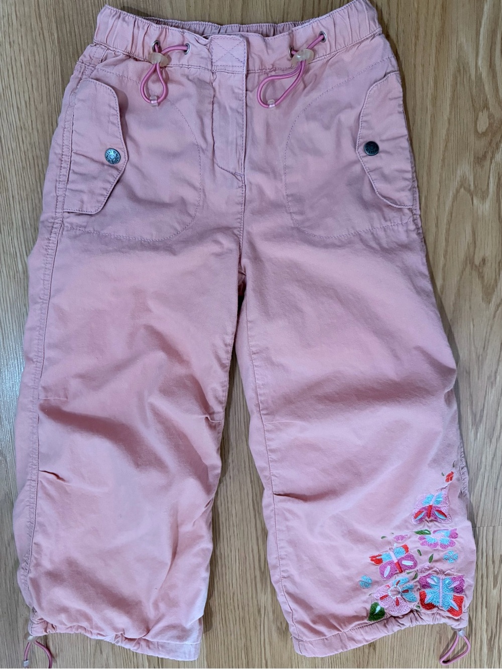 Mini Boden Pink Embroidered Cargo Pants Girls 5T 6